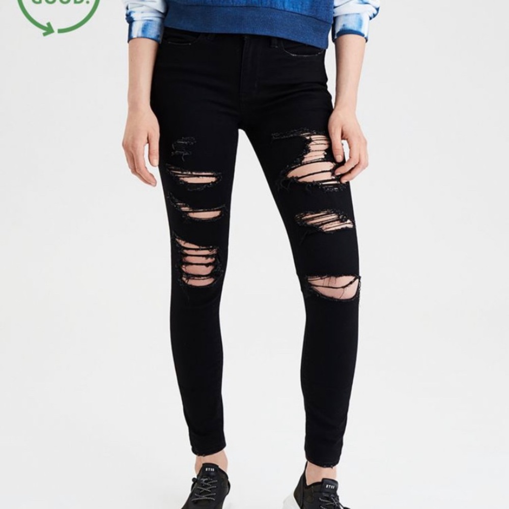 Black ripped American eagle jeans